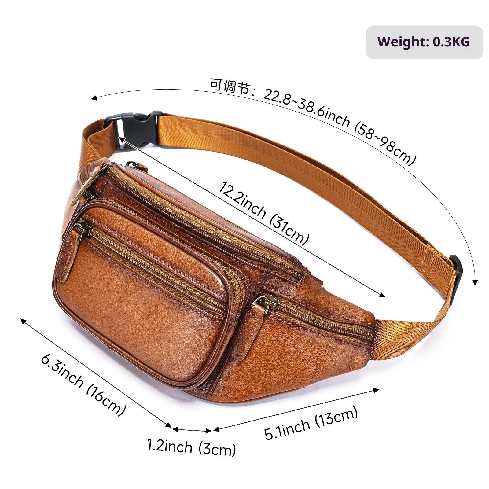 Genuine leather men's chest bag first layer cowhide Brown Coffee retro solid colour messenger bag