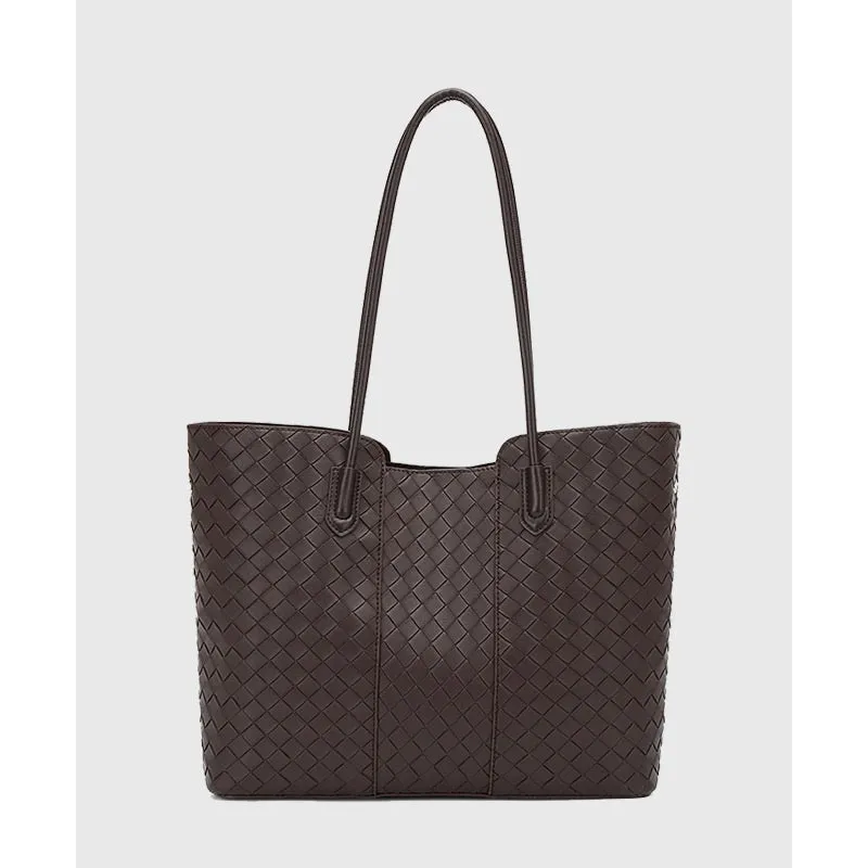 High-grade Korean style women's shoulder bag in brown with horizontal square shape and PU material