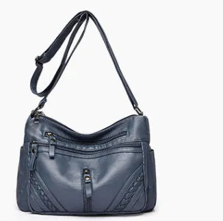 Retro mother bag large capacity compartment PU shoulder bag in brown urban simplicity style