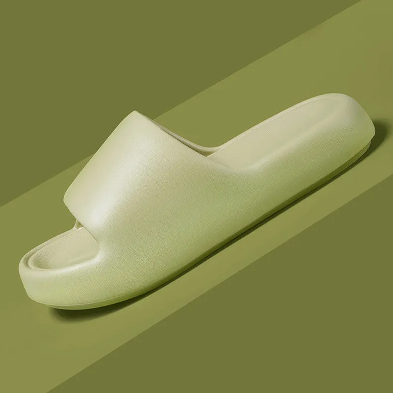 Bread Shoes non-slip EVA indoor bathroom slippers in bean green, unisex flip-flop design with thickened sole