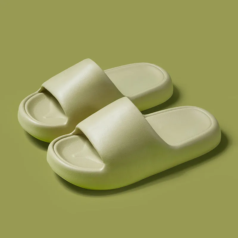 Bread Shoes non-slip EVA indoor bathroom slippers in bean green, unisex flip-flop design with thickened sole