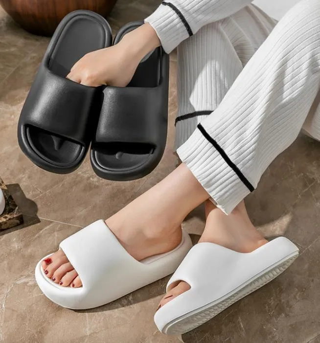 Bread Shoes non-slip EVA indoor bathroom slippers in bean green, unisex flip-flop design with thickened sole