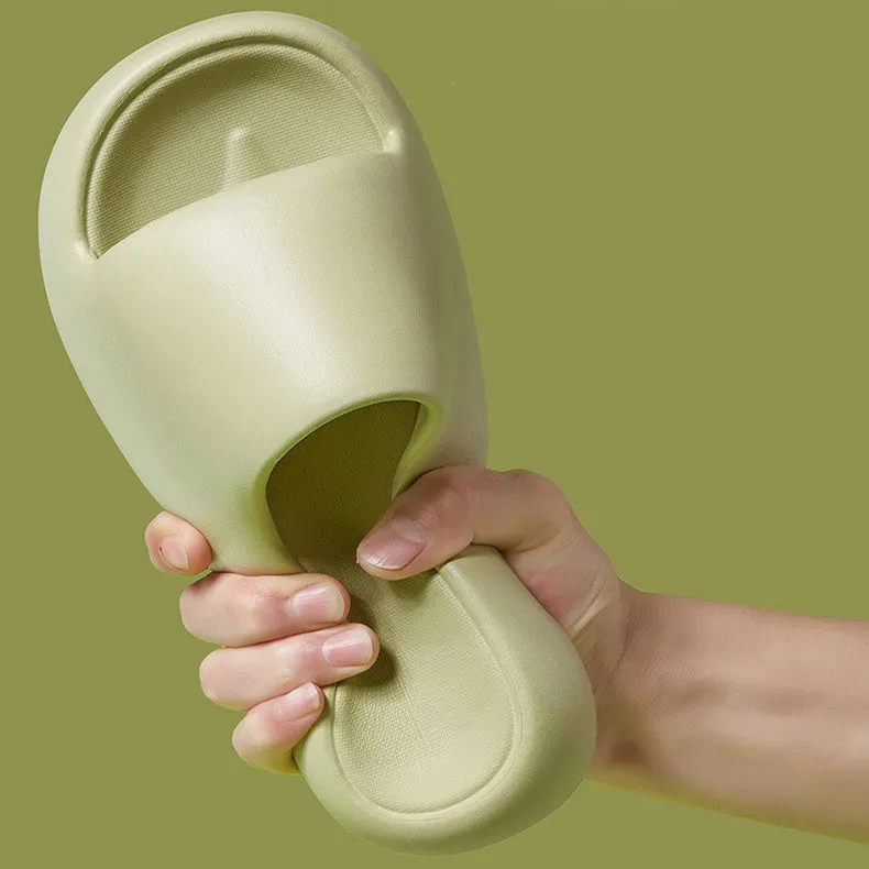 Bread Shoes non-slip EVA indoor bathroom slippers in bean green, unisex flip-flop design with thickened sole