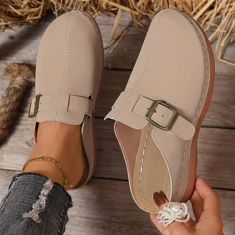 Women's lightweight wedge slipper in cloth with rubber sole, shown in one of five colours.