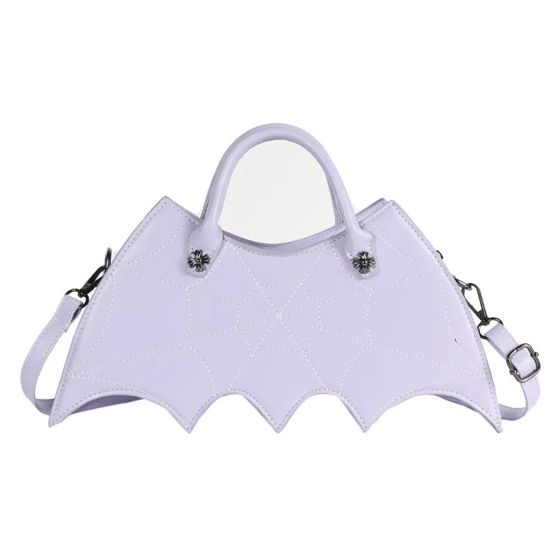 Black PU spider web shape messenger crossbody bag with embroidery and three shoulder straps