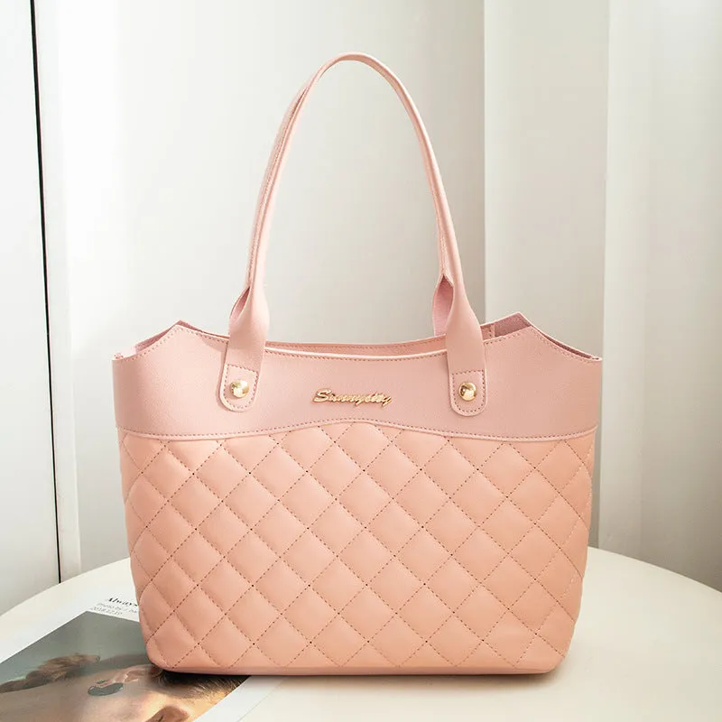 Women's soft PU crossbody bag with plaid pattern and rhombus design in six colours
