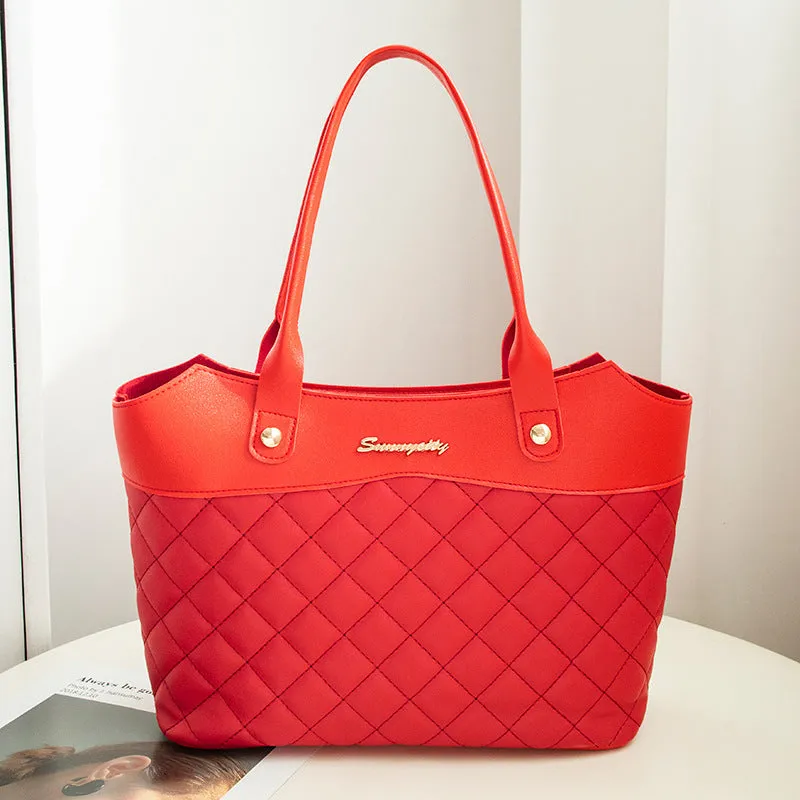 Women's soft PU crossbody bag with plaid pattern and rhombus design in six colours