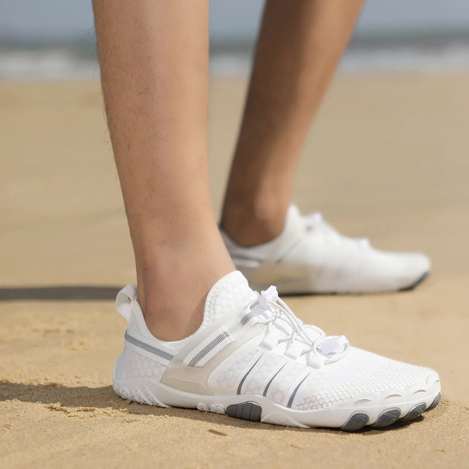 Non-slip swim dive boots for couples beach yoga wading, breathable air layer upper, rubber sole, elastic band closure