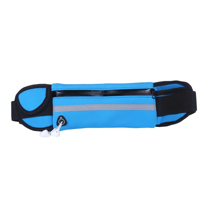Medium nylon fitness waist bag with zipper pocket in solid colour, size 20x10 cm