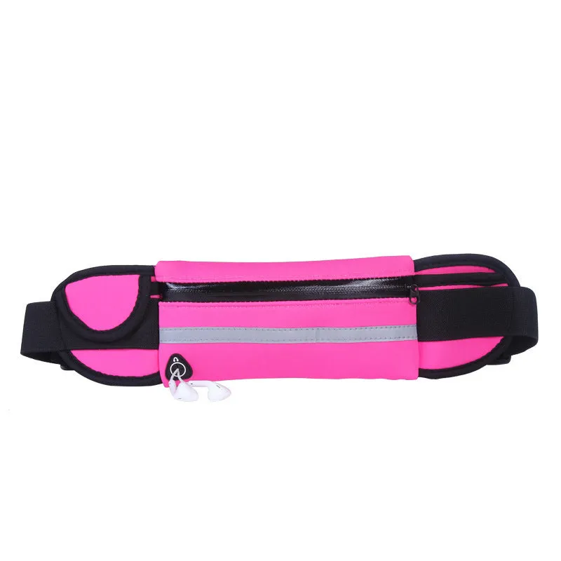 Medium nylon fitness waist bag with zipper pocket in solid colour, size 20x10 cm