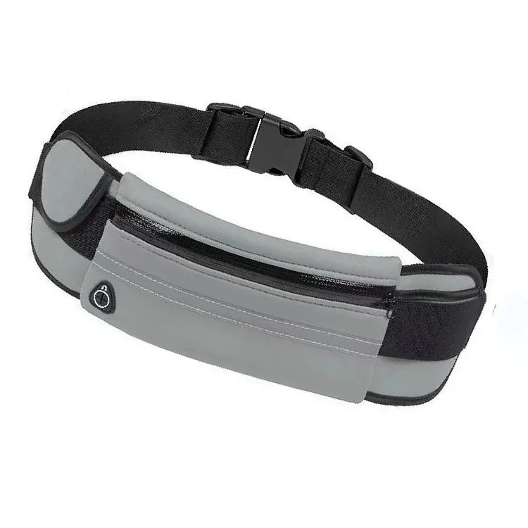 Medium nylon fitness waist bag with zipper pocket in solid colour, size 20x10 cm