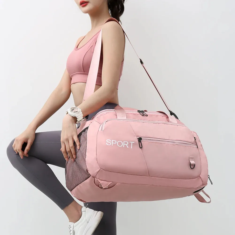 Waterproof gym backpack with separate shoes compartment and multiple pockets in light green colour