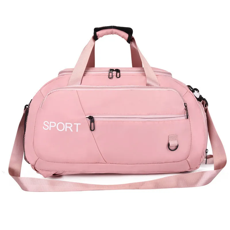 Waterproof gym backpack with separate shoes compartment and multiple pockets in light green colour