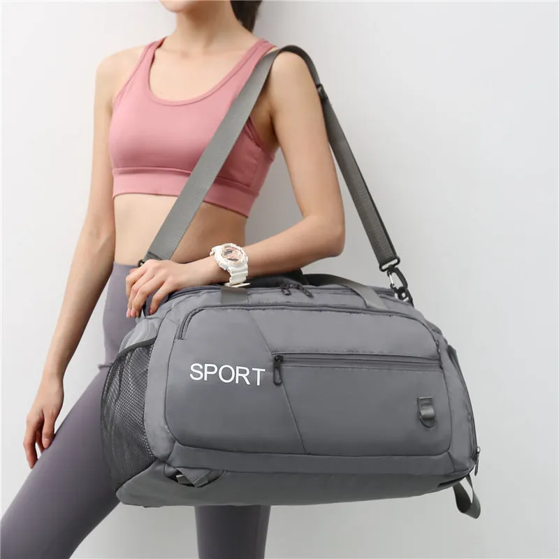 Waterproof gym backpack with separate shoes compartment and multiple pockets in light green colour