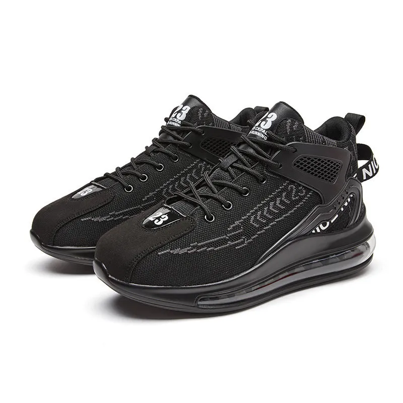 Cushion damping running shoes with mesh upper and EVA sole in black colour