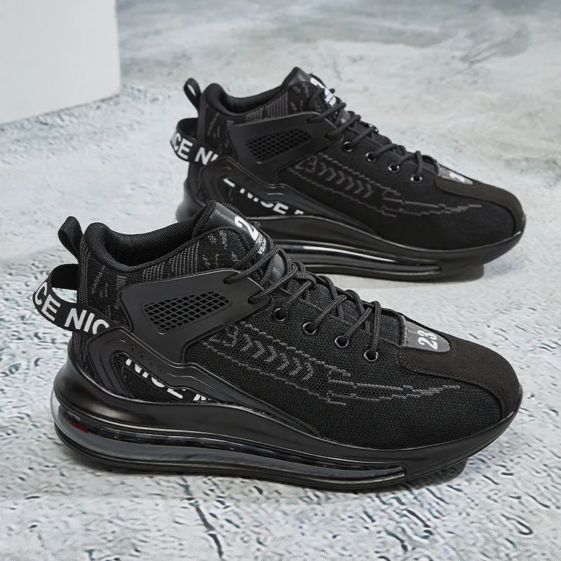 Cushion damping running shoes with mesh upper and EVA sole in black colour