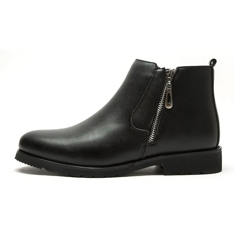 Men's black leather formal shoes with cotton lining and rubber sole on a plain background
