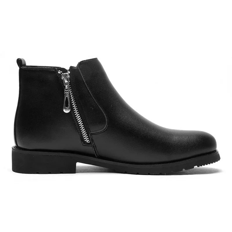 Men's black leather formal shoes with cotton lining and rubber sole on a plain background