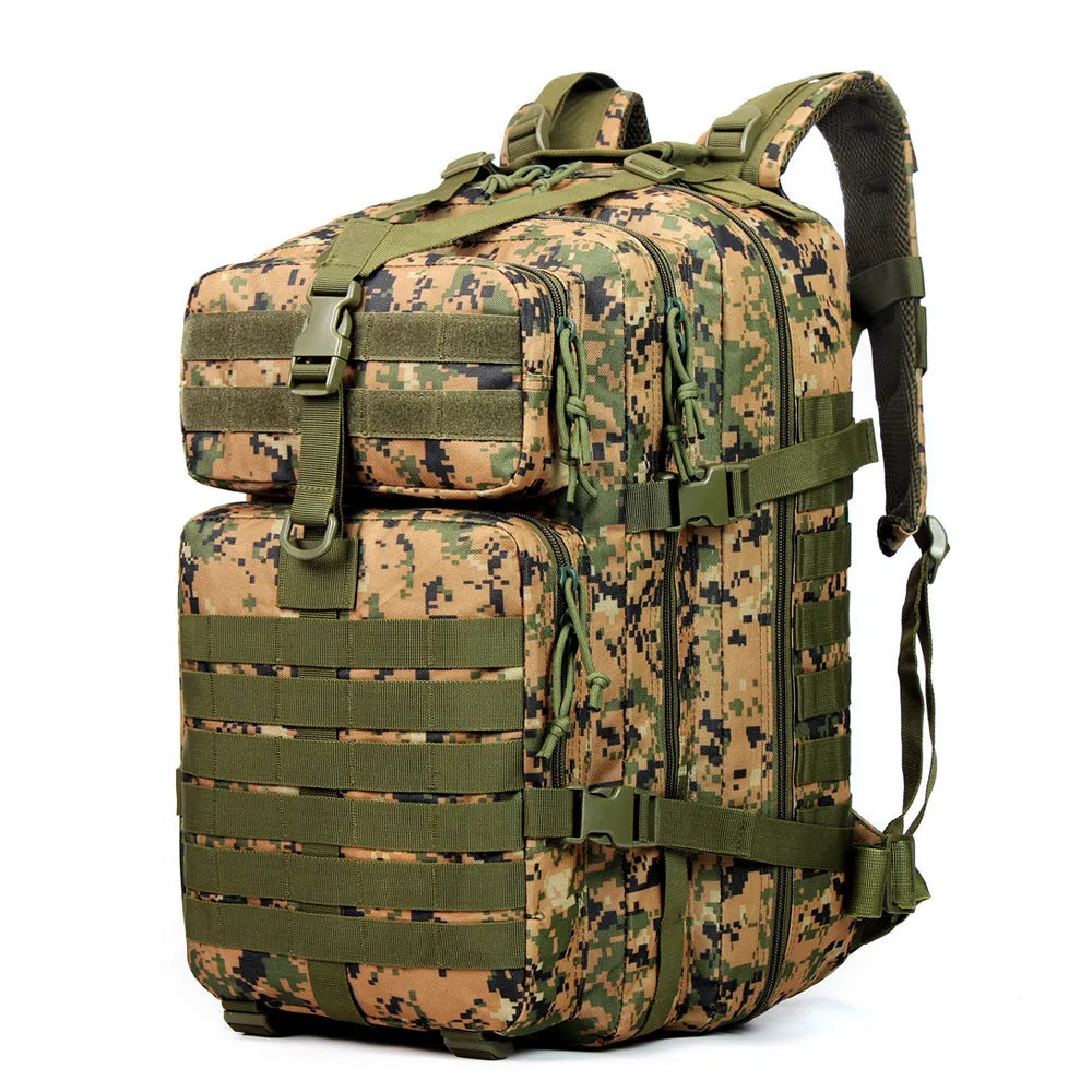 Outdoor army camouflage multi-functional backpack in Jungle Camouflage pattern with Oxford cloth material and 36-55L capacity