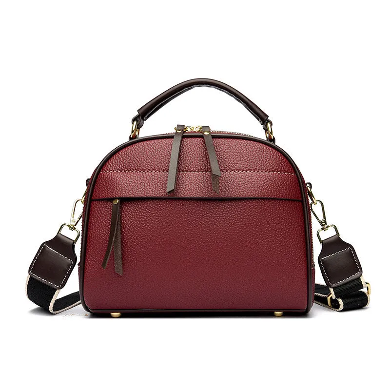 Women's soft PU crossbody bag in black, burgundy, khaki, green, 22x10x18 cm, for spring summer daily use