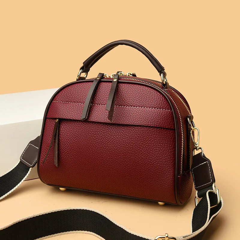 Women's soft PU crossbody bag in black, burgundy, khaki, green, 22x10x18 cm, for spring summer daily use