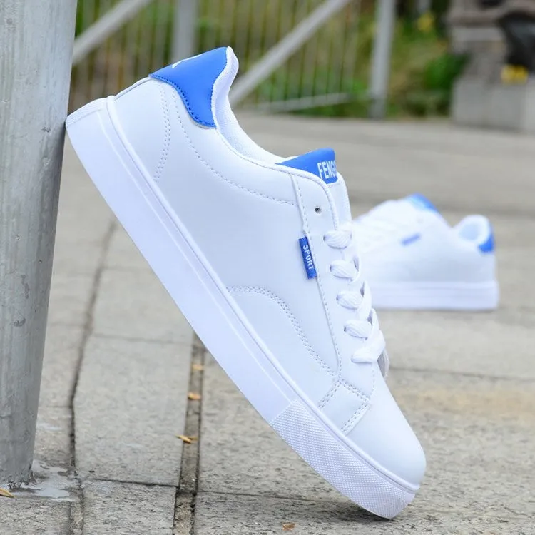 Men's spring casual waterproof lace-up sneakers in black and white, flat sole, youth trend style