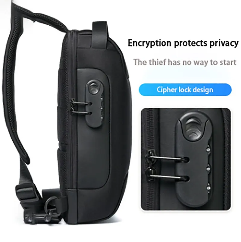 Waterproof USB anti-theft crossbody shoulder bag for men in Oxford cloth, measuring 16x9.5x33cm, in army green colour