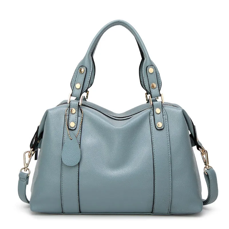 Lychee pattern PU leather women's handbag 33x13x23cm in black, shoulder bag with pull height 16cm