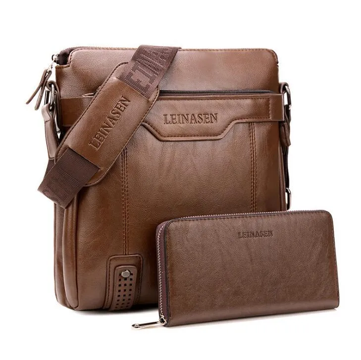 Men messenger bag soft shoulder bag with zipper closure in black colour