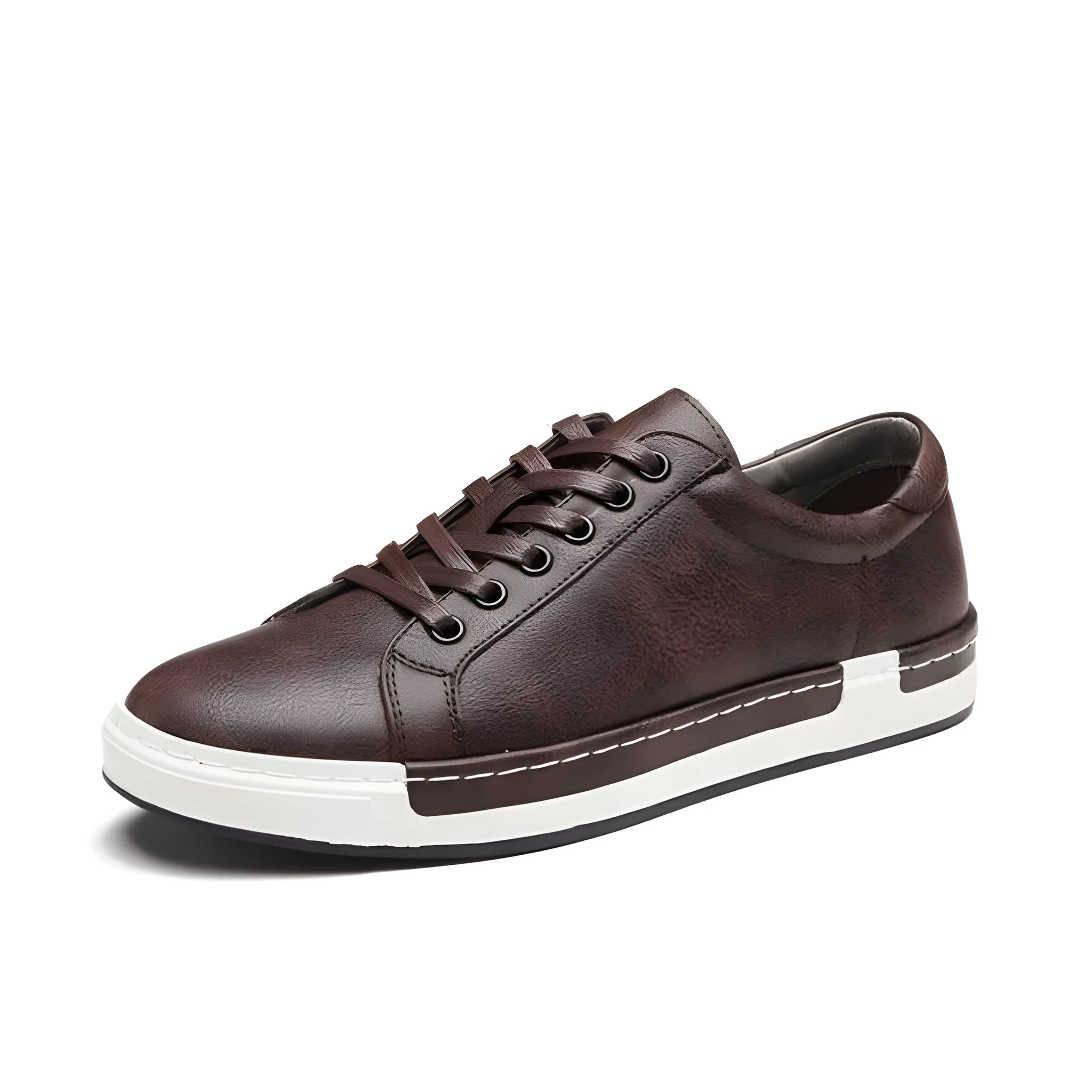 Handmade men casual shoes with rubber sole, front tie closure, flat heel, low top in multiple colours