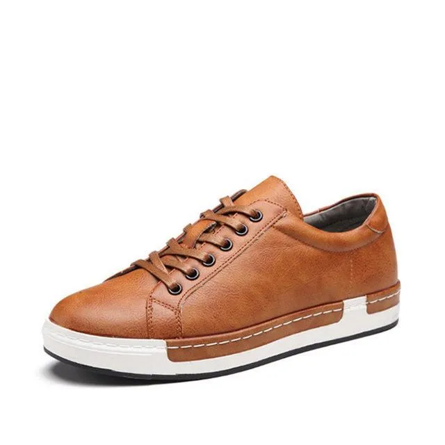 Handmade men casual shoes with rubber sole, front tie closure, flat heel, low top in multiple colours
