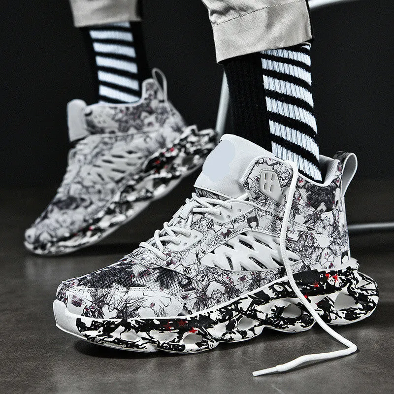 Men's camouflage sports leisure blade old shoes with round toe, low top, rubber sole and front tie in summer style