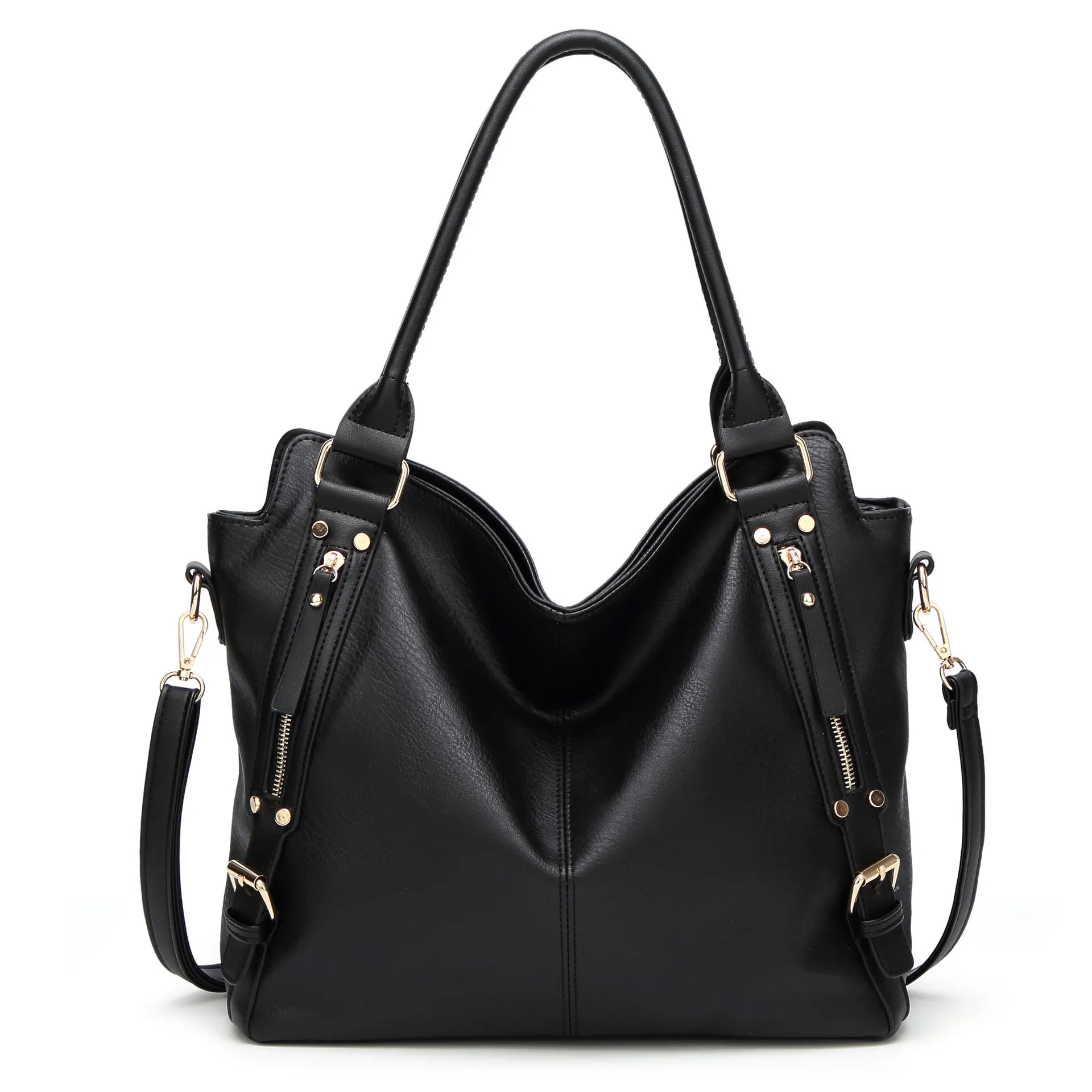 Women's Wild Bags vintage tote bag PU leather brown shoulder bag 33x13x30 cm with mobile wallet and magazine