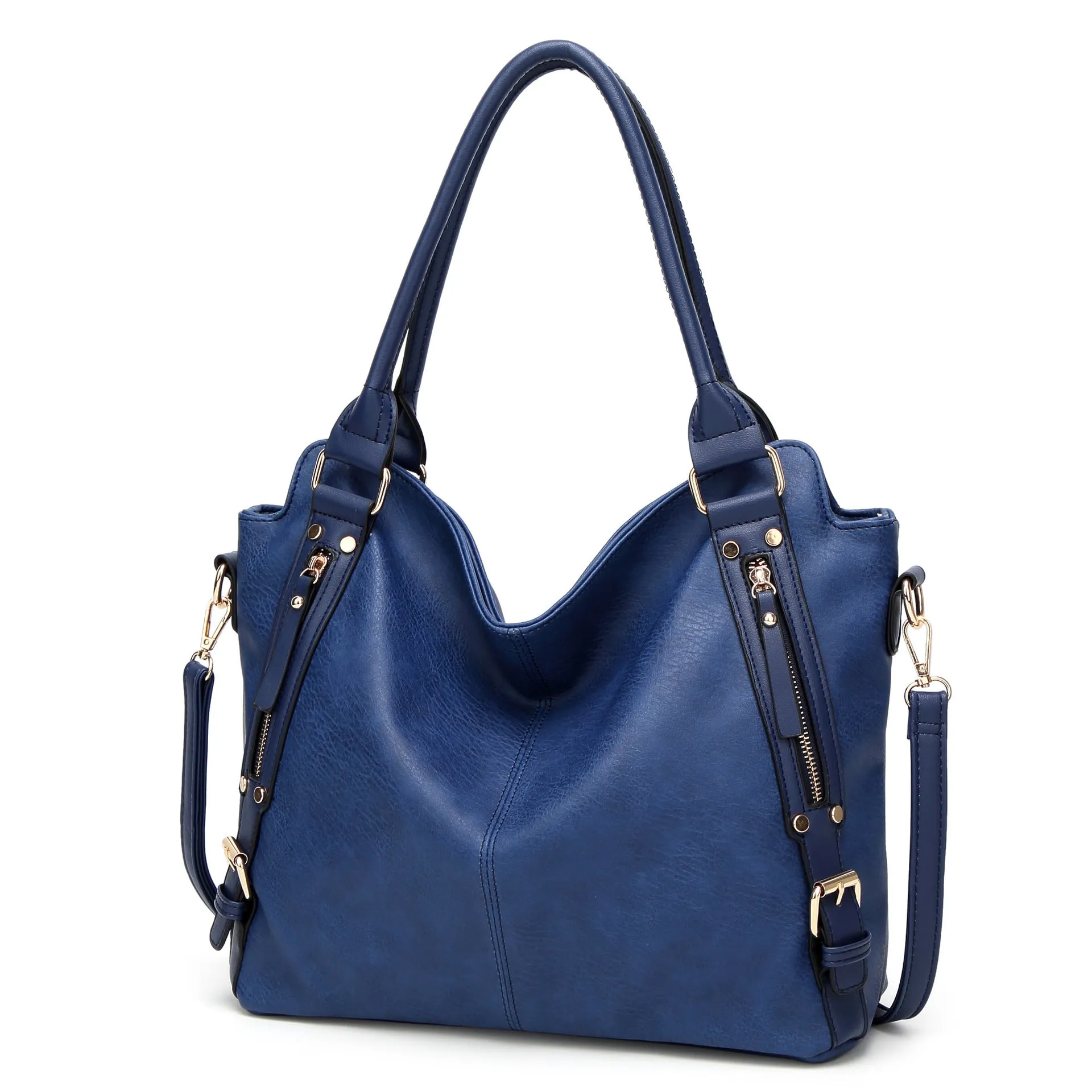 Women's Wild Bags vintage tote bag PU leather brown shoulder bag 33x13x30 cm with mobile wallet and magazine