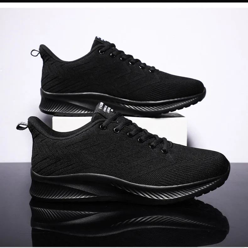Men's breathable lightweight running shoes in grey with woven fabric upper and cross-strap design