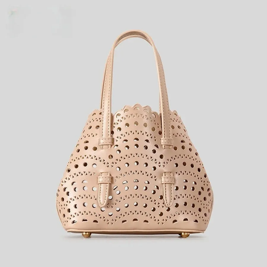 Hollow carved square messenger bag in PU with three shoulder straps