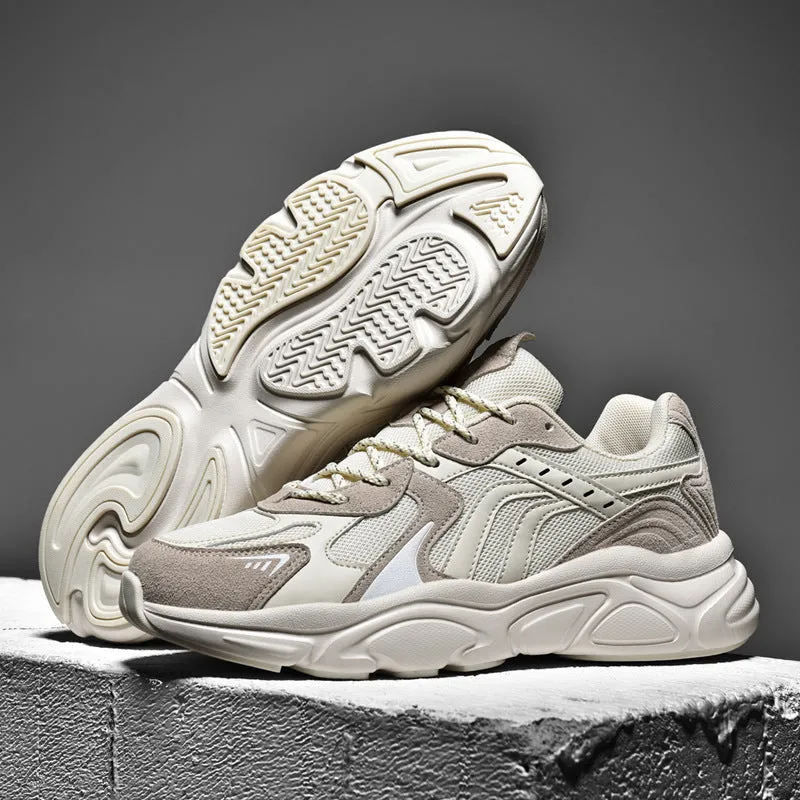 Men's collapse flat plus size casual sneakers in black and beige, low heel 1-3cm, sizes 36-46