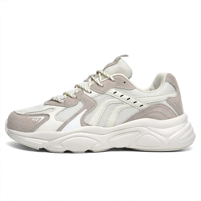 Men's collapse flat plus size casual sneakers in black and beige, low heel 1-3cm, sizes 36-46