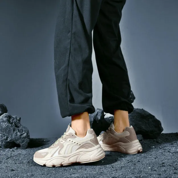 Men's collapse flat plus size casual sneakers in black and beige, low heel 1-3cm, sizes 36-46