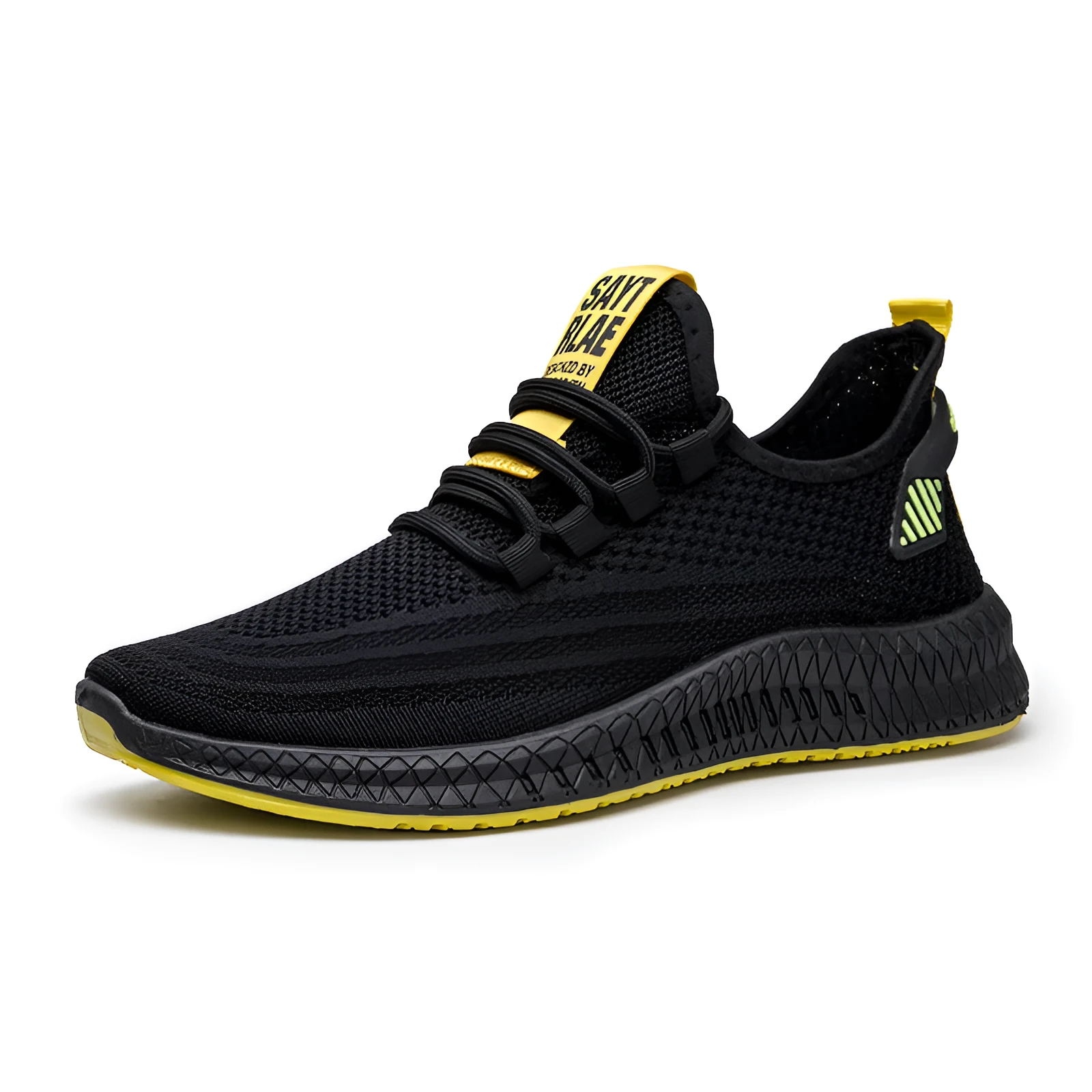 Men's flying woven casual sneakers in orange with white sole, low-top design