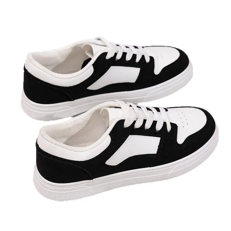 Black women's casual sports shoes with artificial PU upper and rubber sole, showing round toe and lace-up design