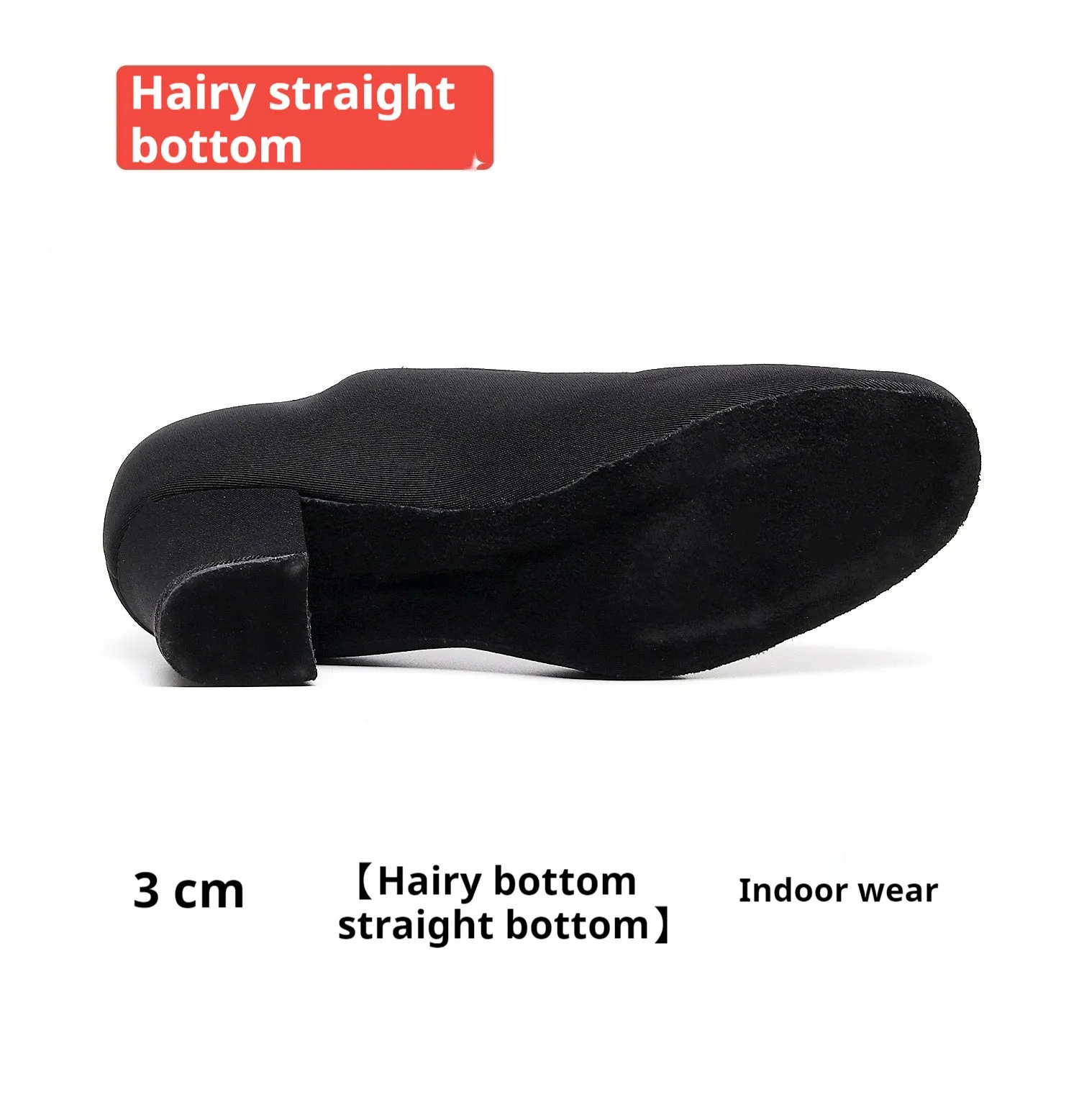 Black Oxford cloth men's dancing shoes with middle heel, rubber sole, front view
