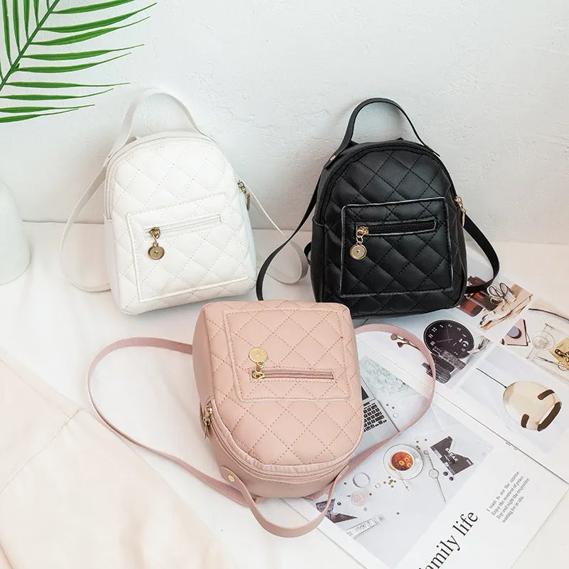 Girls' embroidered Korean-style hardback backpack in square shape, shown in pink colour.