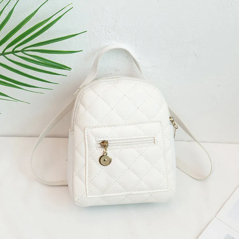 Girls' embroidered Korean-style hardback backpack in square shape, shown in pink colour.