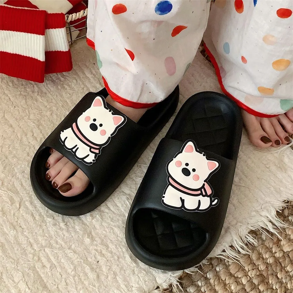 Rhombus pattern PVC flip flop slippers with thick sole in cream white colour