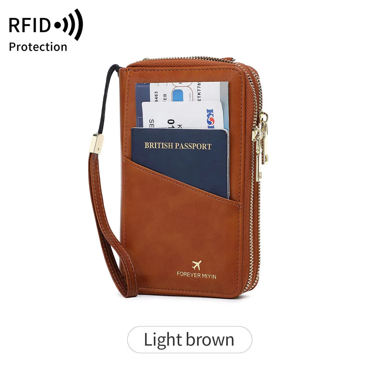 RFID multi-functional double zipper crossbody wallet in shell starfish design with letter pattern