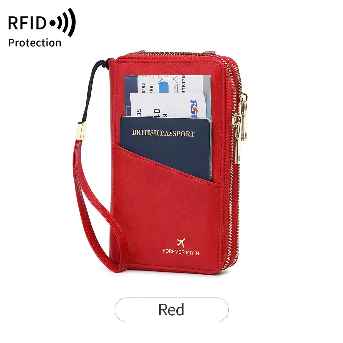 RFID multi-functional double zipper crossbody wallet in shell starfish design with letter pattern