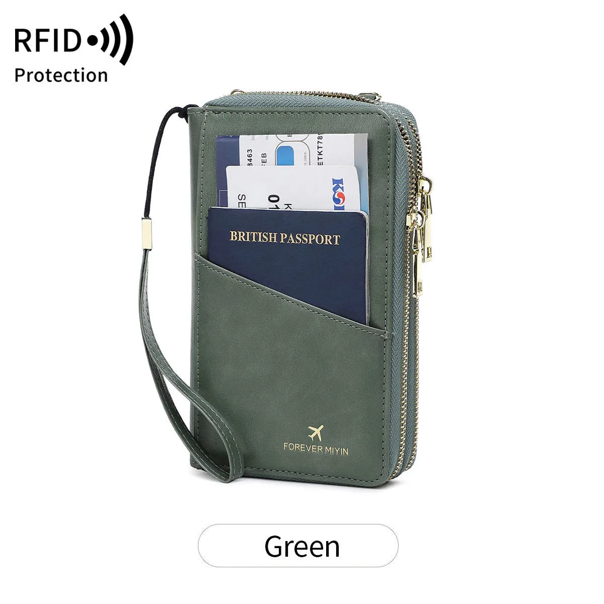RFID multi-functional double zipper crossbody wallet in shell starfish design with letter pattern