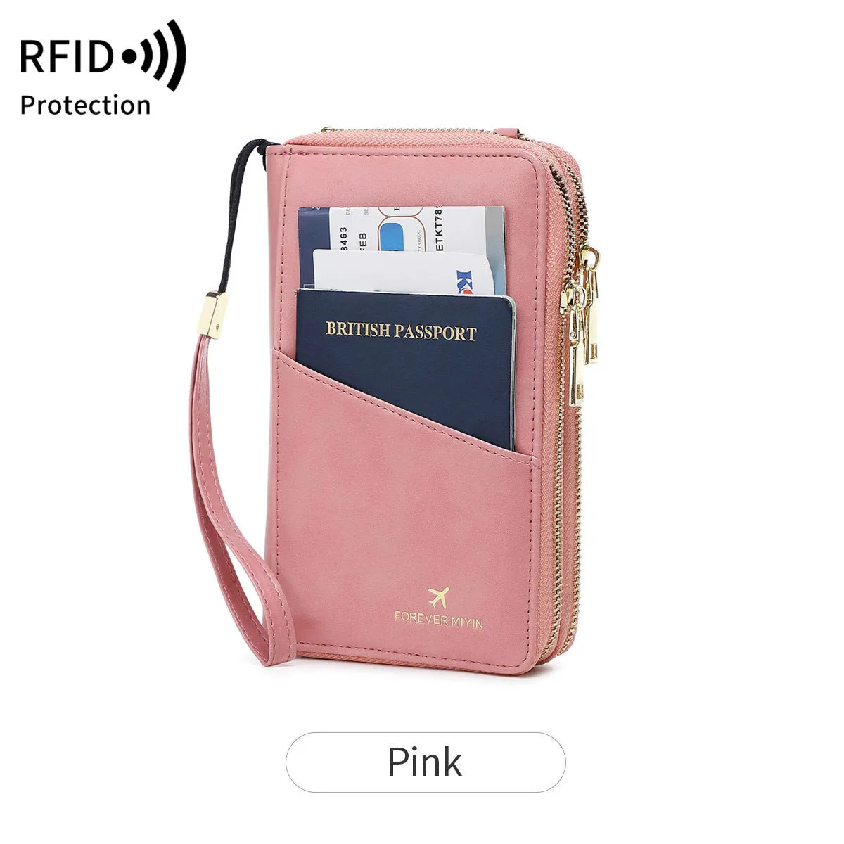 RFID multi-functional double zipper crossbody wallet in shell starfish design with letter pattern