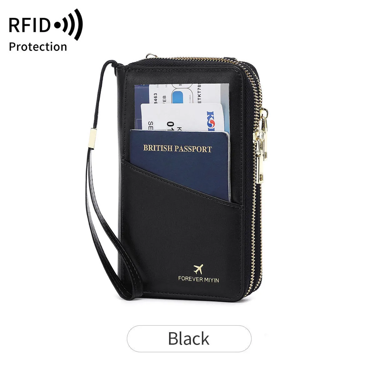 RFID multi-functional double zipper crossbody wallet in shell starfish design with letter pattern